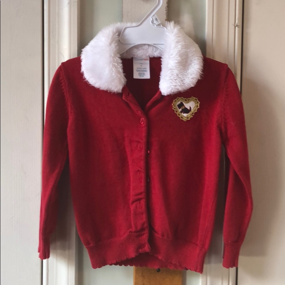Fleece collar red sweater